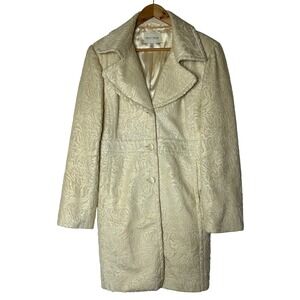 White House Black‎ Market Jacket Size XL Ivory Laced Patterned Polyester Coat